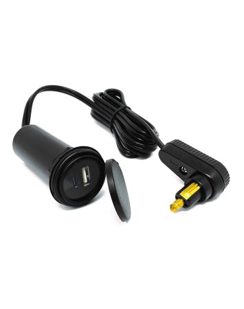 USB tank çantası kablosu (USB-A ve USB-C), dik açılı DIN konektörlü 