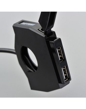 Daytona USB soket "Slim" çiftli, 22.2 ve 25.4 mm gidonlar için