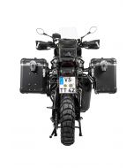 ZEGA Evo X "Premium Edition" "And-Black" 45/45 litre yan çanta seti, paslanmaz çelik siyah taşıyıcı ile, Harley-Davidson RA1250 Pan America