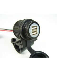 Çiftli USB soket, 12-24V, 22 mm gidon için